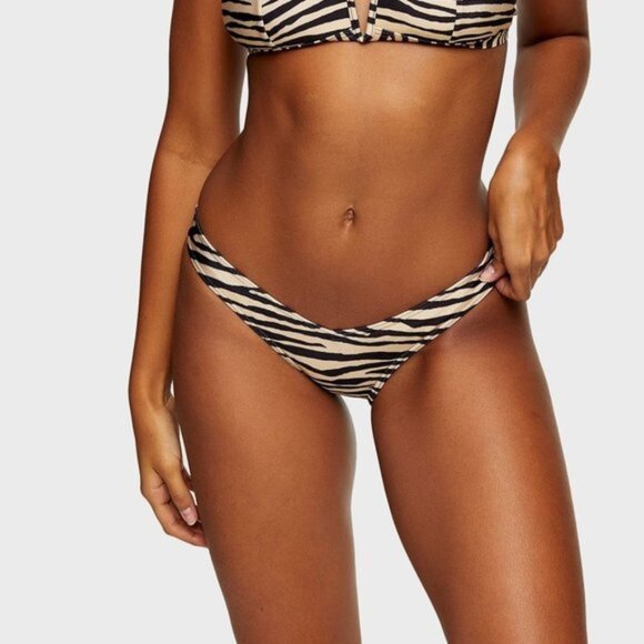 TOPSHOP Animal Print V Bikini Bottoms - Picture 1 of 6